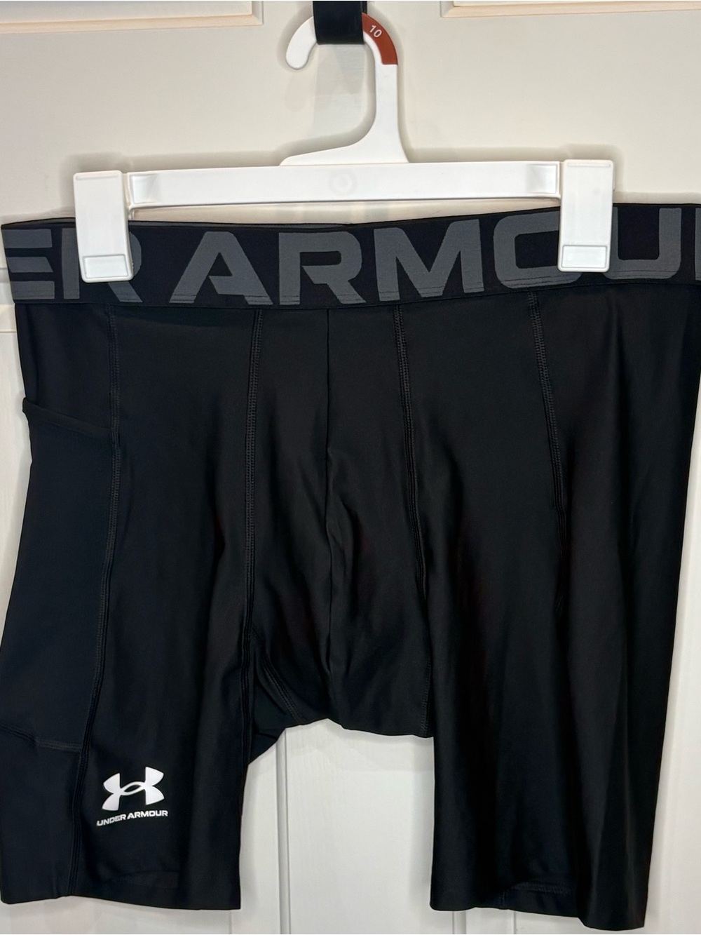 Under Armour HeatGear Men's XL Compression Shorts w/ Pocket Black/Gray Logo